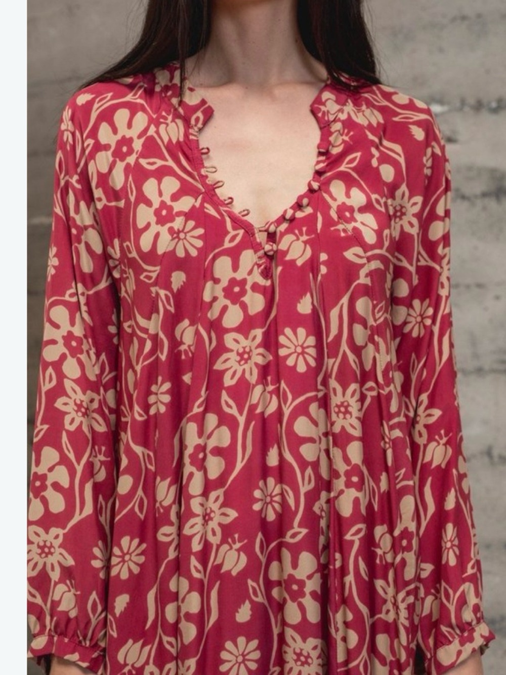 Natalie Martin Pink & Cream Floral V-Neck Tunic